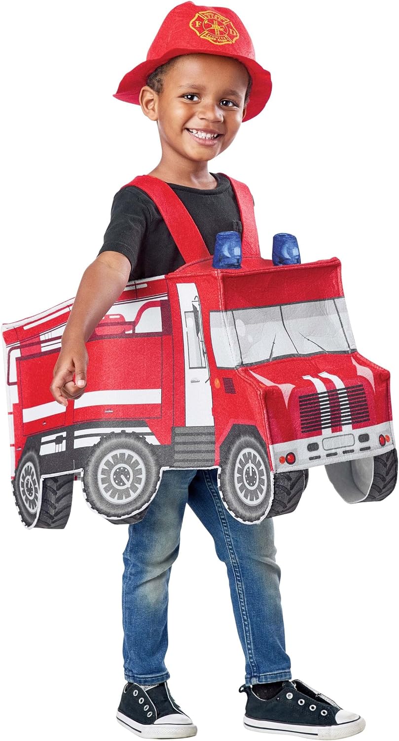 Fun Costumes Firefighter Truck Costume | Fire Truck Tunic with Printed Graphics for Toddlers