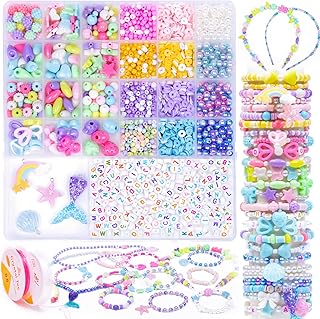 MiuCo Toy from 5 Years Girls, Bead Set for Children Jewellery Crafts, Creative Gifts for 6 7 8 Years Girls Suitable for Children's Birthday, School Enrolment, Christmas - Children's Jewellery