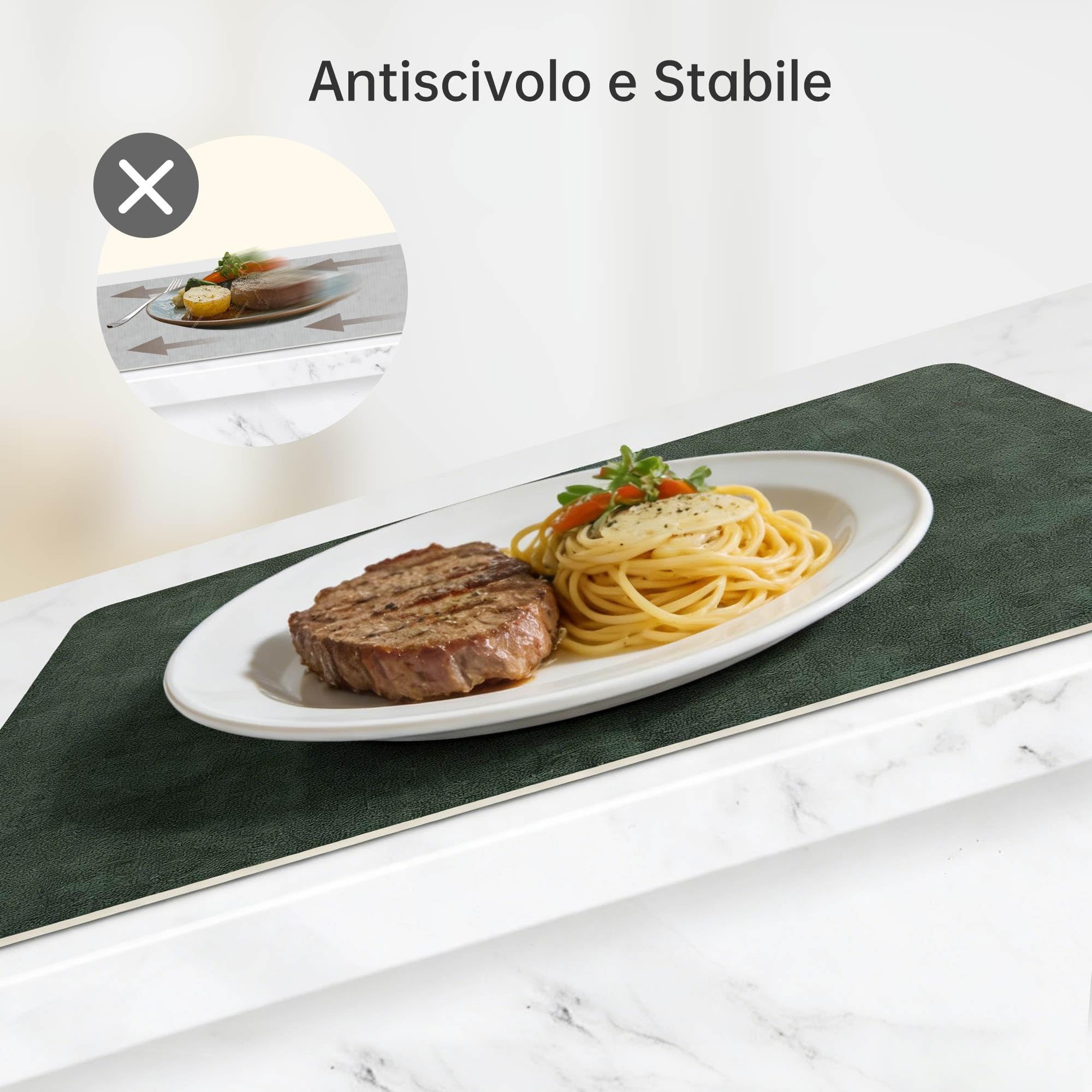 KitchenBoss Tovagliette Americane Lavabili e Sottobicchieri in Similpelle, Set da 4 Tovagliette Colazione Tovaglietta per Uso in Cucina, Sala da Pranzo e Ufficio, Verde, 43x30 cm - 5