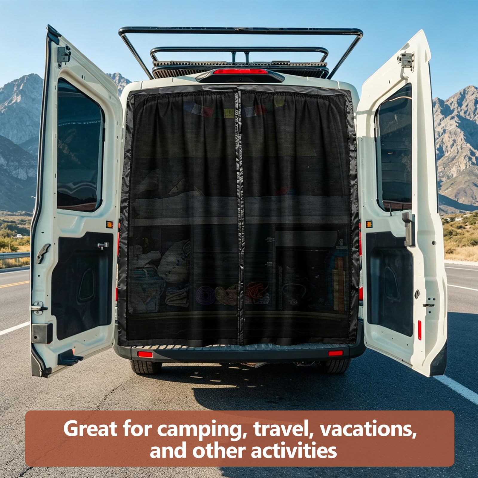 Mallas magnéticas contra insectos para furgonetas puerta lateral, mosquitera para Mercedes-Benz Vito, Ford Transit Custom, Opel/Vauxhall Vivaro camping protección solar para coche (200x170cm)