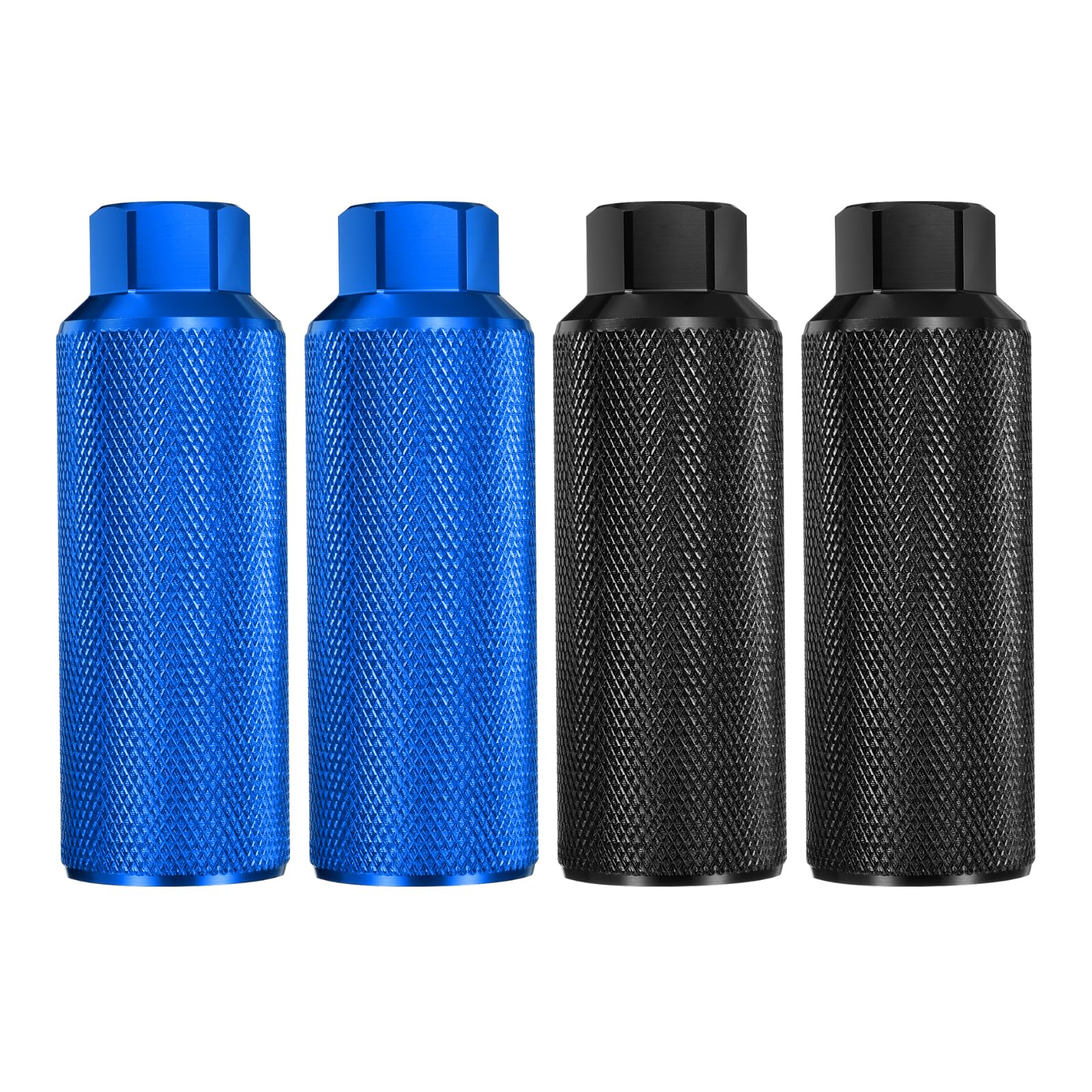 sourcing map 2 Pairs Bike Pegs Aluminum Alloy Rear Stunt Pegs Anti-Skid Back Seat Stands Fit 3/8" Axles for Mountain Bike BMX, Black & Blue