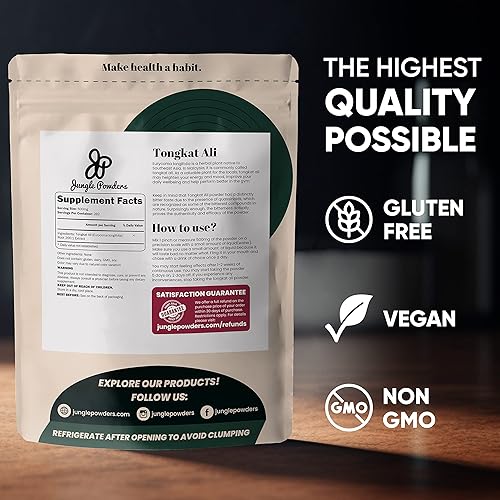 Miniatura 6 de Jungle Powders Polvo Tongkat Ali para hombres Extracto 2001, polvo de extracto de Fadogia Agrestis para hombres 501 concentración 501 suplemento de