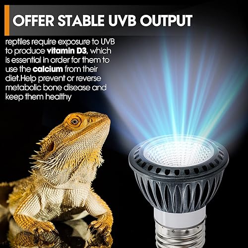 Miniatura 9 de Luz de reptil UVB 5.0 de alta calidad, UVA UVB 3W espectro completo tropical, bombilla UVB para un metabolismo óptimo del calcio, ideal para