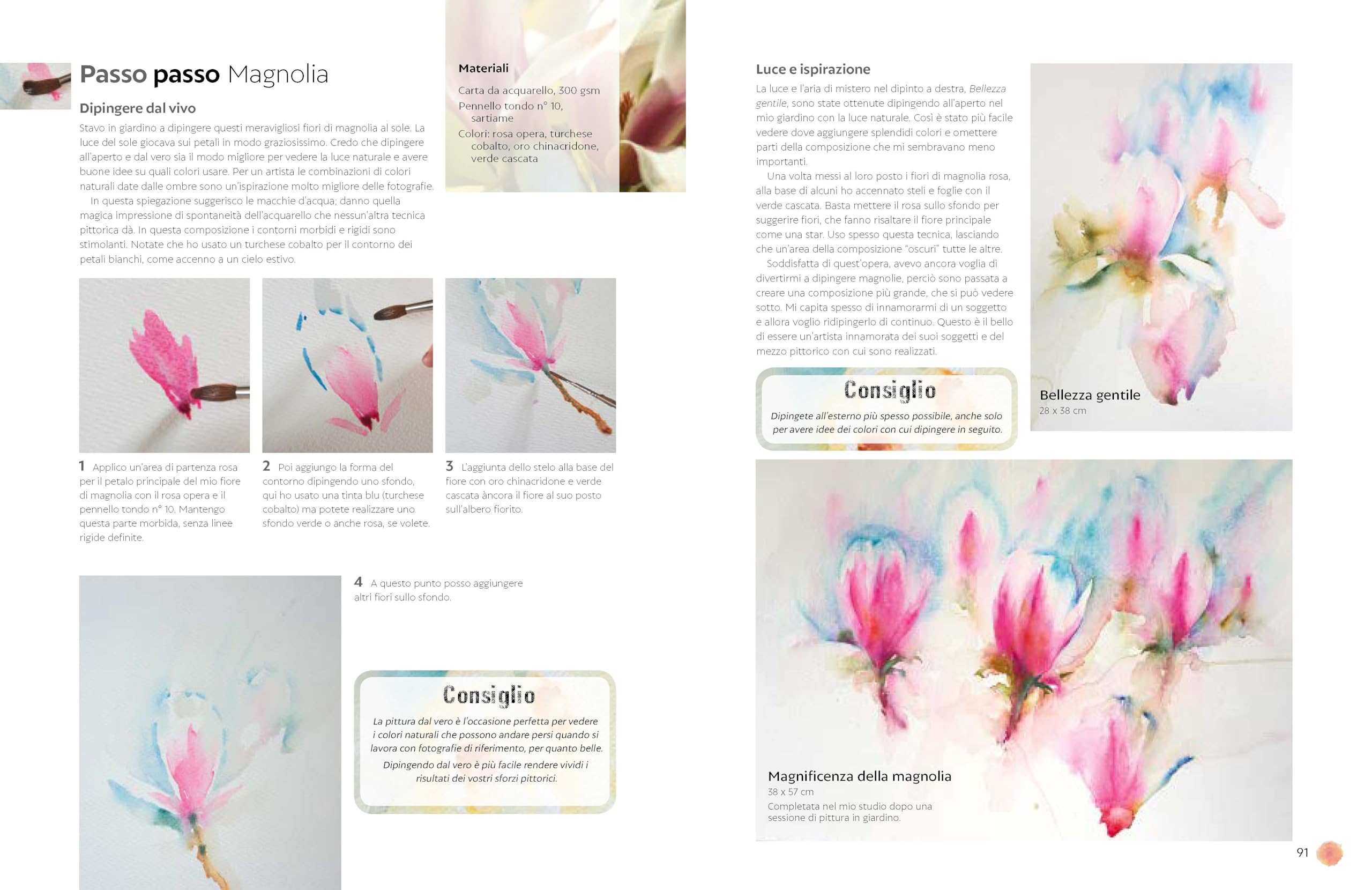 Suggestivi fiori ad acquarello. Dipinti con energia e vitalità