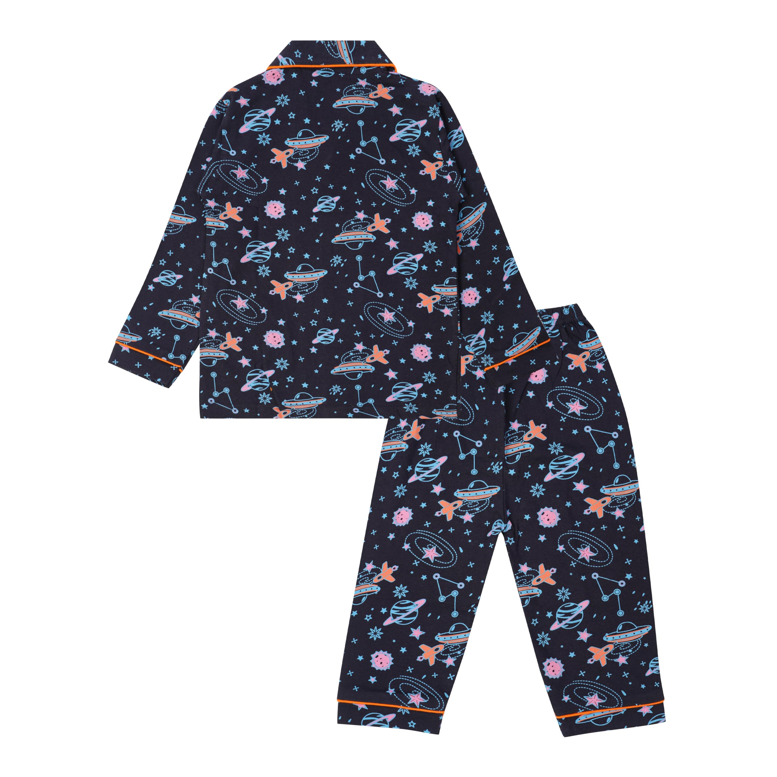 CLAP Kids Cotton Printed Full Sleeves Night Suit Navy Blue 1Pc (2-3 Years, Navy Blue) - Image 6 thumbnail