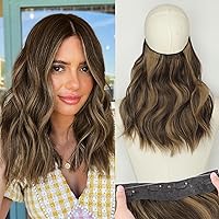Vista 1 de KooKaStyle - Extensiones de cabello con hilo invisible, diadema transparente, ajustables, 4 clips fijadores, cabello largo y ondulado de 12