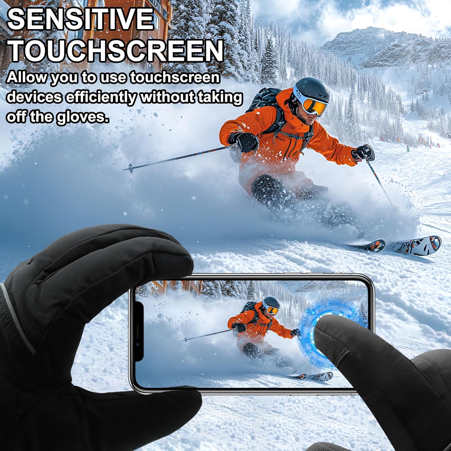 MMlove Heated Gloves, Waterproof Touchscreen Rechargeable Heated Gloves for Men Women, Battery Powered Outdoor Hand Warmers for Motorcycling Camping Fishing Skiing - Image 5
