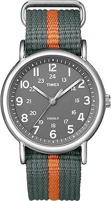 Timex Weekender 38mm Unisex Analog Watch | INDIGLO Backlight | Adjustable Durable Nylon Fabric Slip Through Strap | 24 Hour Time
