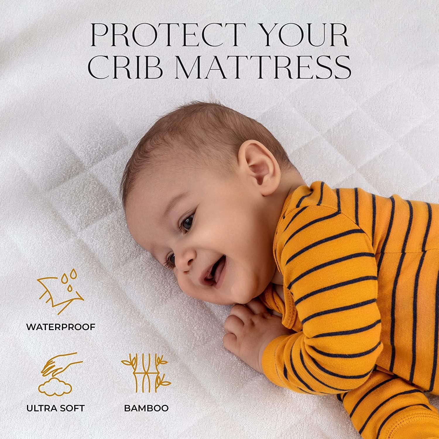 AHOC Crib Mattress Protector - Absorbent Baby Mattress Cover - Waterproof Mattress Protector Standard & Extra Length Cribs - Mini Pad Nighttime Accidents - Soft Bamboo Toddler Bed Topper - 2 Pack : Baby