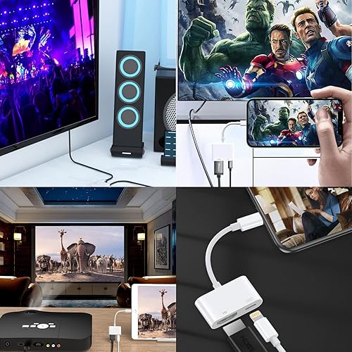 Miniatura 7 de Certificado MFi de Apple Adaptador Lightning a HDMI para iPhone, adaptador de audio AV digital, cable de pantalla de sincronización 1080P con puerto