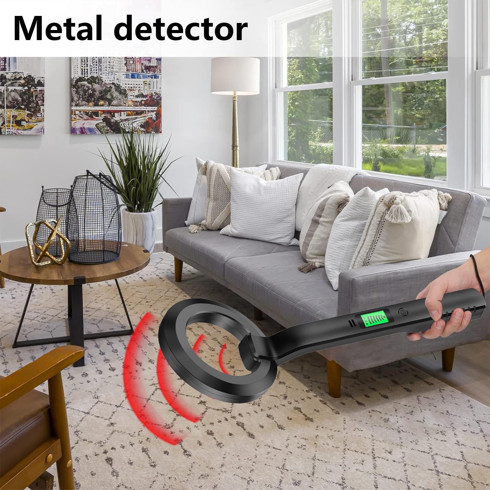 Metal detector professionale: design compatto, batteria ricaricabile | Scanner in metallo industriale con display LCD per la caccia al tesoro a risparmio energetico, cercatore d'oro grandangolare