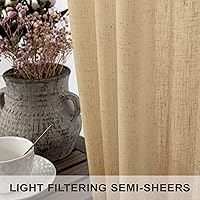 Vista 244 de Orange Linen Curtains 72 Inch Length for Living Room 2 Panels Set Back Tab Loop Pocket Semi Sheer Copper Brown Burnt Orange Curtains for Bedroom