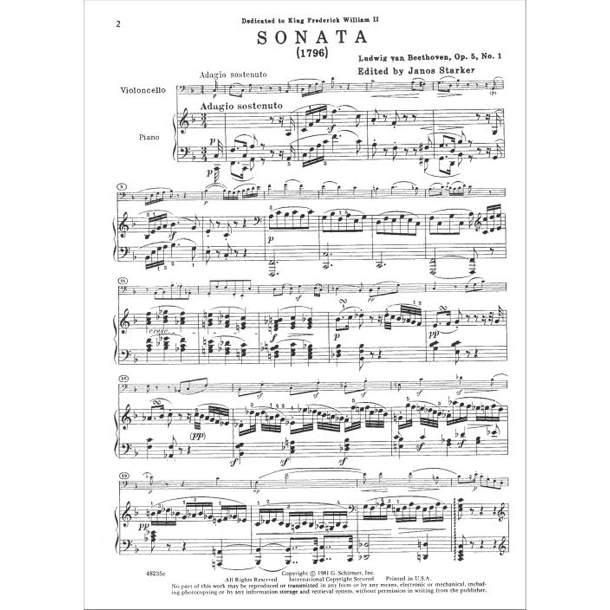 5 Sonatas: Cello and Piano
