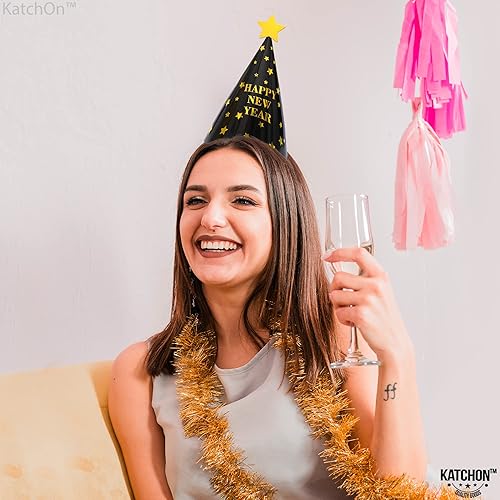 Vista 24 de KatchOn, Sombreros de Feliz Año Nuevo - Sombreros y decoraciones de fiesta de Nochevieja 2025 Oro