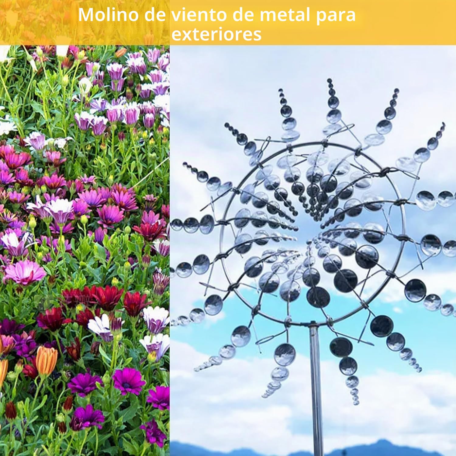Molino de Viento de Metal, 3D Molino de Viento de Metal único y Mágico, Hilandera de Viento Jardín para Terrazas al Aire Libre, Patio, Césped