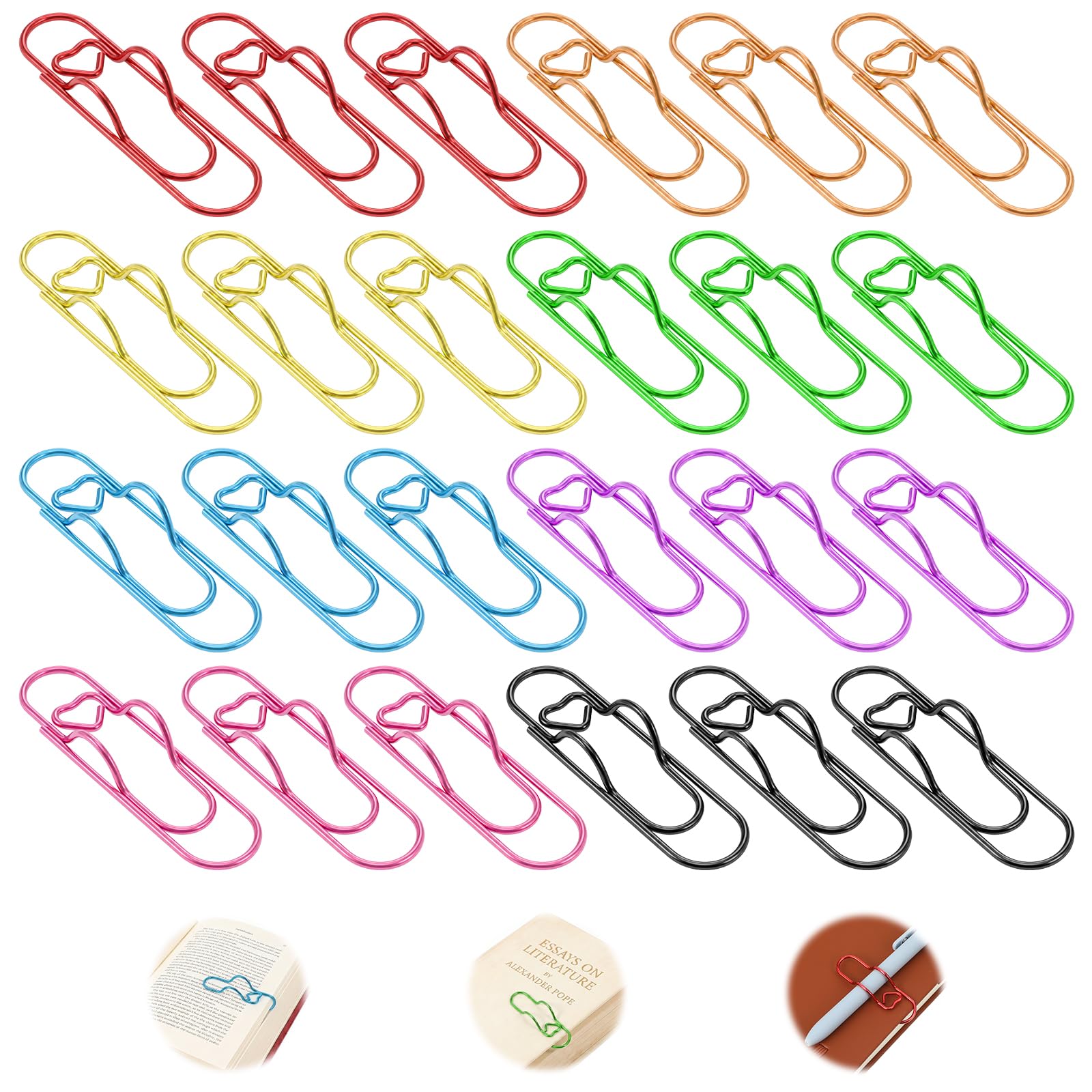 Classicseali 24 Pcs Metal Pen Clip for Notebook,Metal Pen Paper Clip