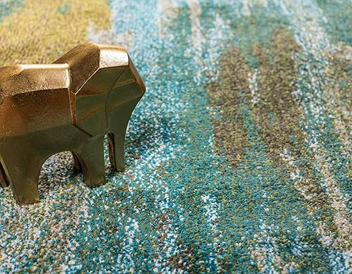 Miniatura 5 de Unique Loom Jardin Collection - Alfombra para múltiples áreas, abstracta, vibrante., Polipropileno, Turquoise