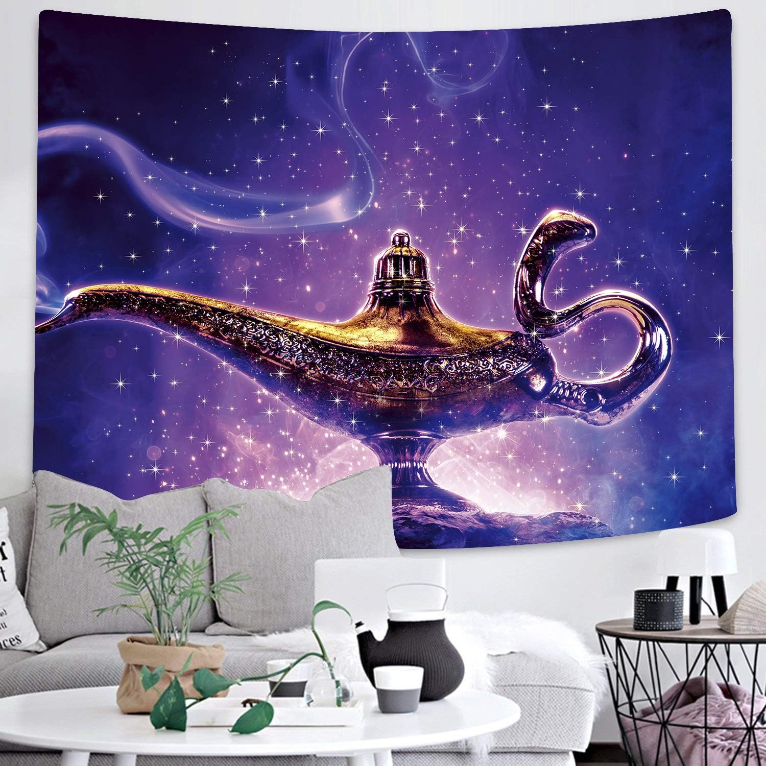 Amazon Co Jp Dbllf アラジンランプタペストリー アラジン ジーニー マジックランプ 砂漠 砂 吊り下げタペストリー 壁掛け装飾 寝室 リビングルーム 寮用 80 60インチ Dbzy02gm ホーム キッチン