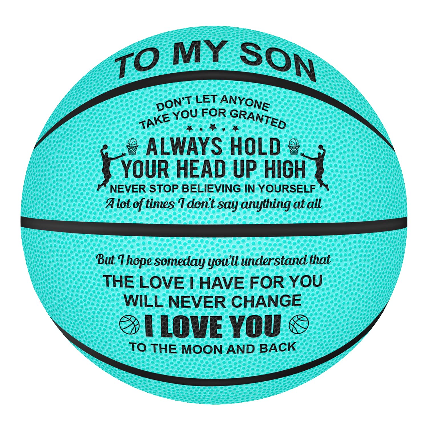 KWOOD Engraved Custom Outdoor Indoor Basketball Gifts for Son - I Love You to The Moon and Back - Graduation Christmas Birthday Gifts for Son