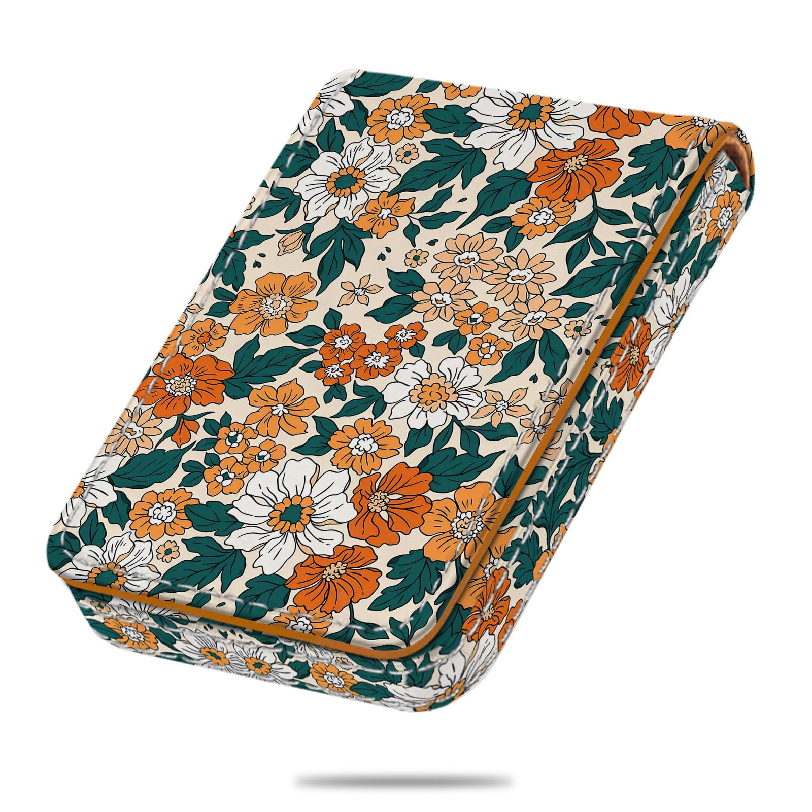 Kakurookie Business Card Holder, PU Leather Printing Business Card Case Pocket with Magnetic Shut, Portable Business Card Carrier Holder for Women or