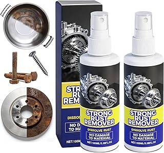 2pcs Rust Remover Spray for Metal, Strong Rust Remover Spray for Metal, Multipurpose Rust Removers for Cars, Appliances, Tools, for Outdoor Use, Kitchen, Doors, Chains, Fast Acting