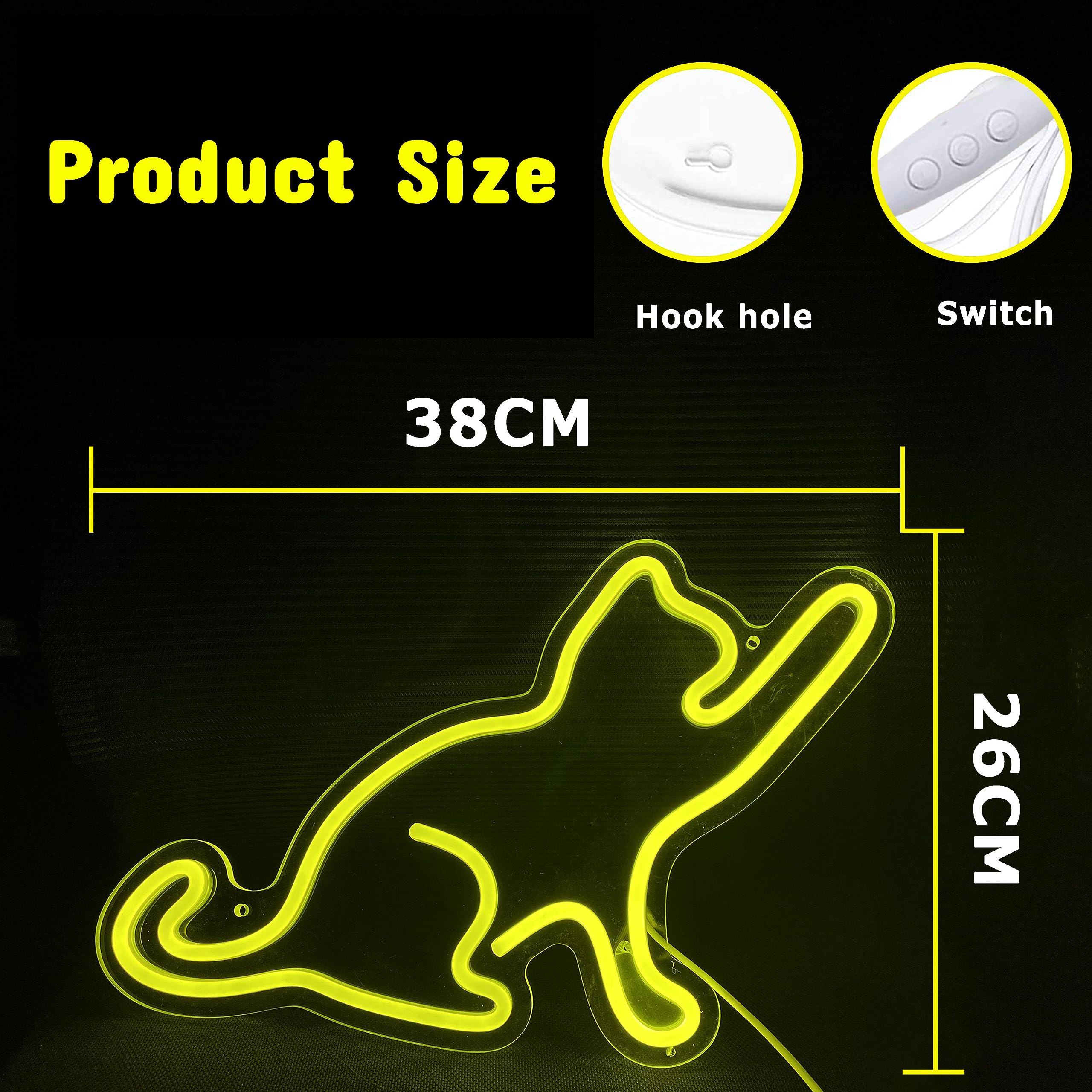 Yellow Banana Cat Neon Schild - Dimmbare LED Katze Dekoration