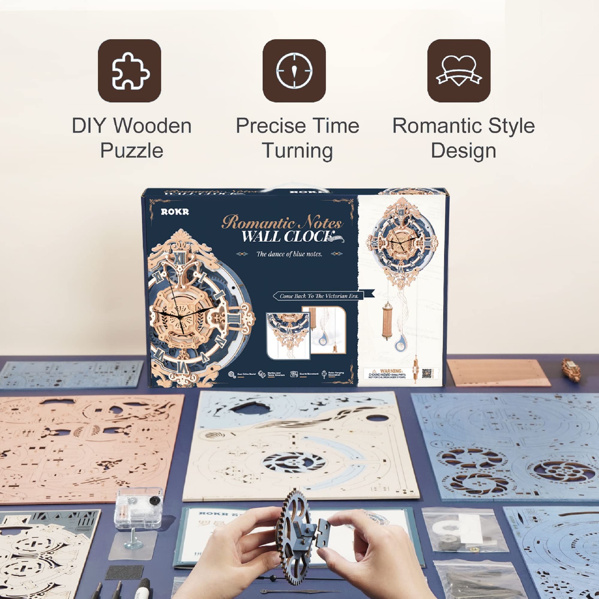 【T7378】綿内克幸/GUIDE TO CLOCKWORK LOVERS ROKR Clock 3D Wooden Puzzles for Adults, Mechanical Assembly Model