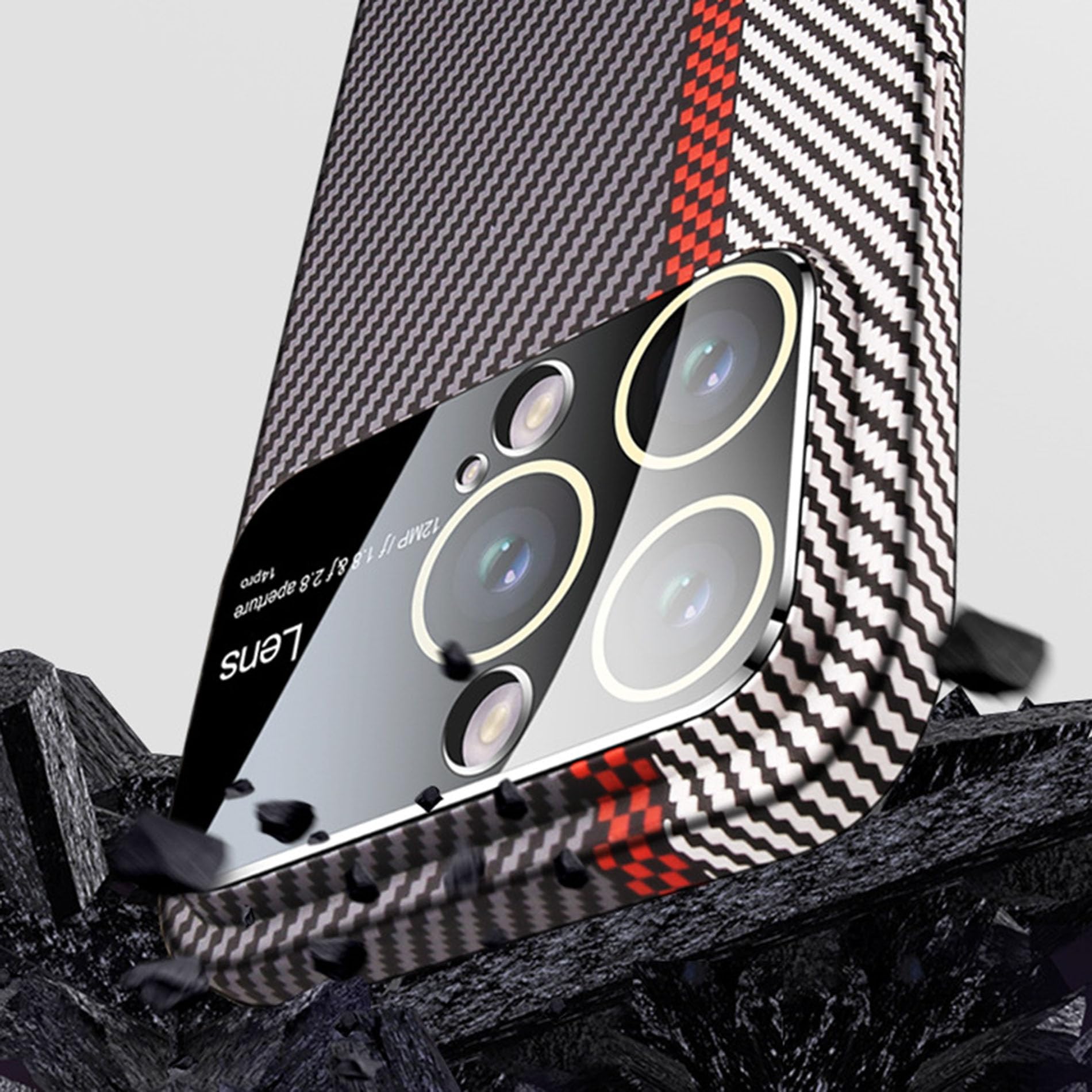 Delgada Funda para iPhone 15 Pro MAX /15 Pro/15 Plus/15,Moda Patrón Fibra De Carbono Estuche Carga Inalámbrica Protección De Cámara Carcasa,Púrpura,15 Pro MAX 6.7''