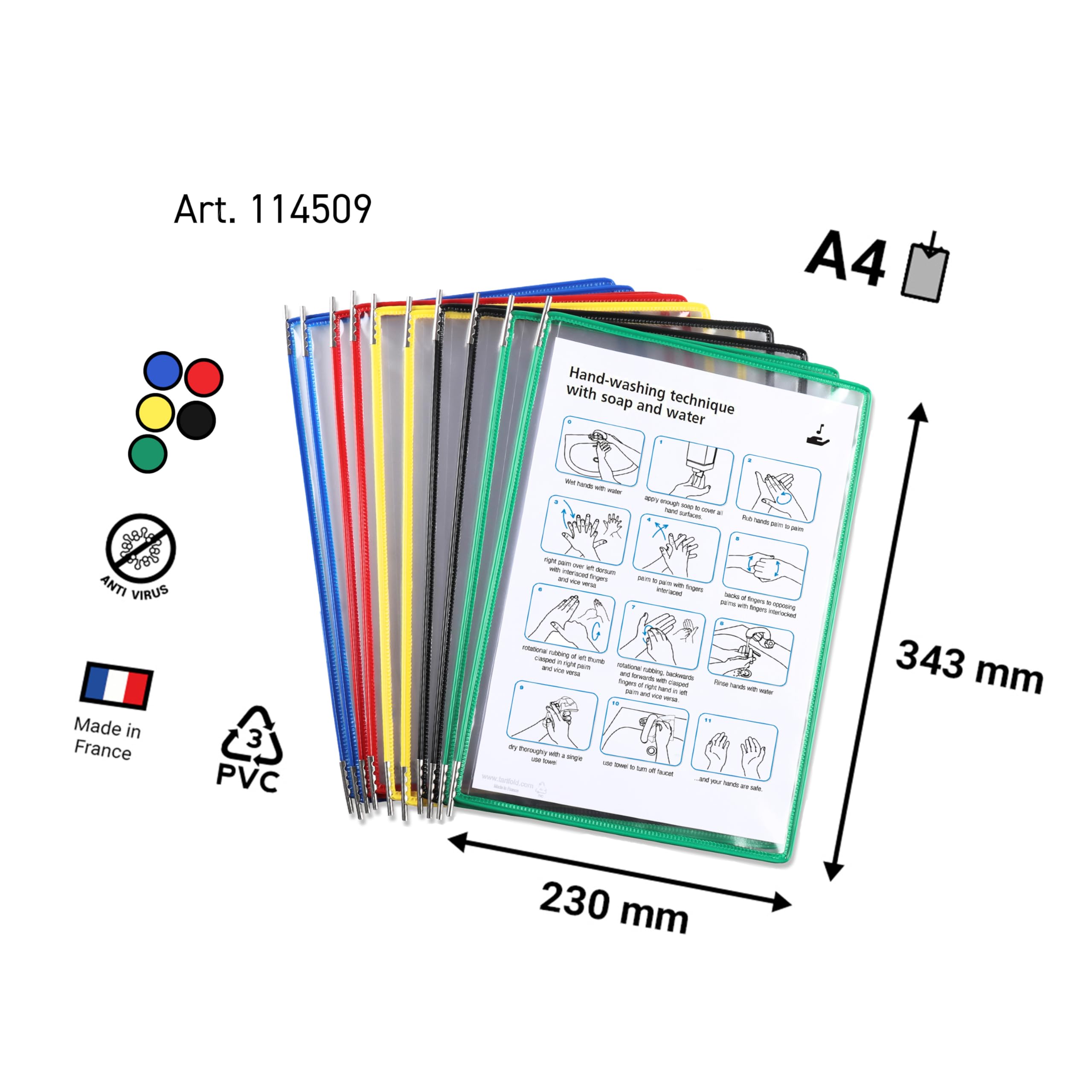 Djois, 114509 – Poches à Pivots Antimicrobiennes A4, 10 pcs, Assorties
