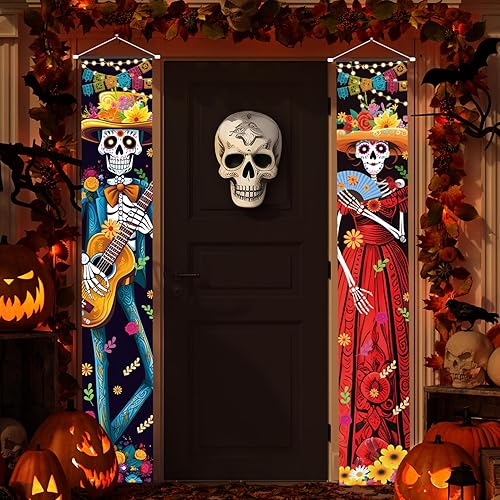 Miniatura 4 de Decoraciones de Halloween para interiores Día de los Muertos para porche, pancartas, decoración de Halloween, disfraz de México, Día de los Muertos,
