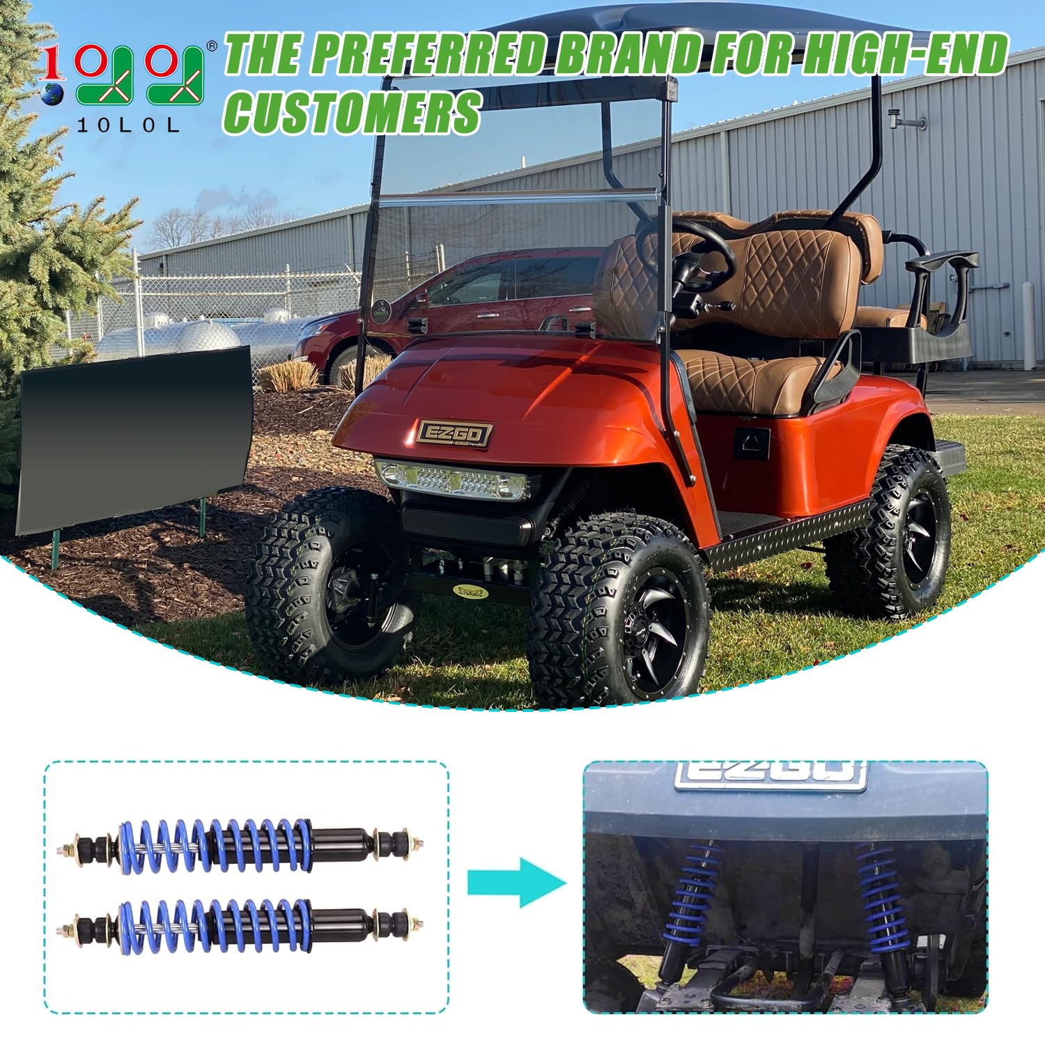 10L0L Golf Cart Front/Rear Coil Over Heavy Duty Shock Absorber Spring for EZGO TXT/Medalist 1994-up Newer Gas or Electric, Replaces OEM# 70630-G01 76418-G01