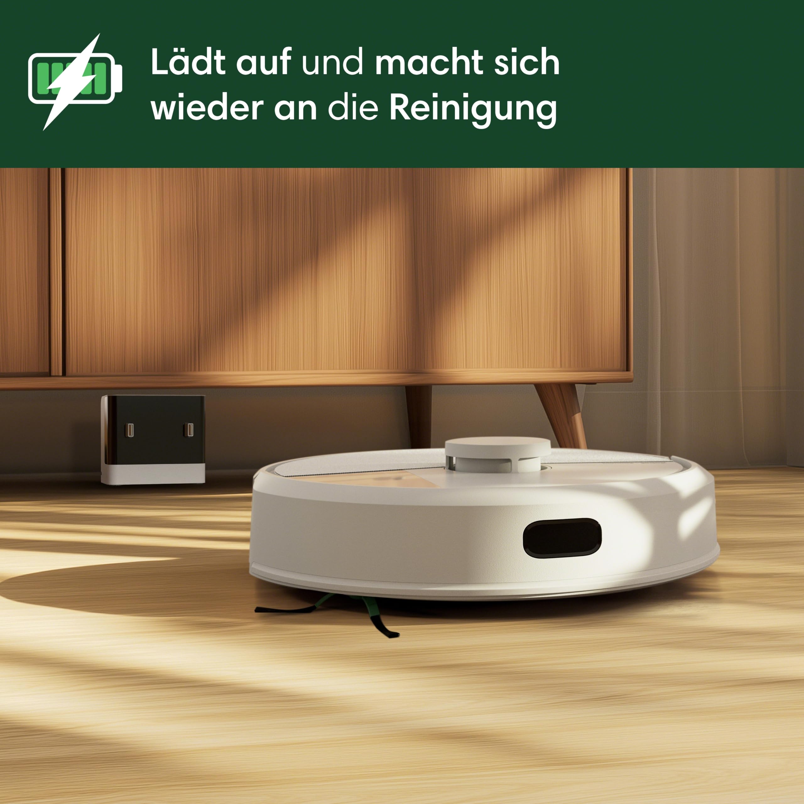 iRobot Roomba 105 Combo - Saugen + Wischen - Clearview LiDAR - 7000Pa - 120 mins- SmartScrub - Umfährt Hinderniss - Reinigungszonen - Aufladen und Fortfahren - App - Weiß