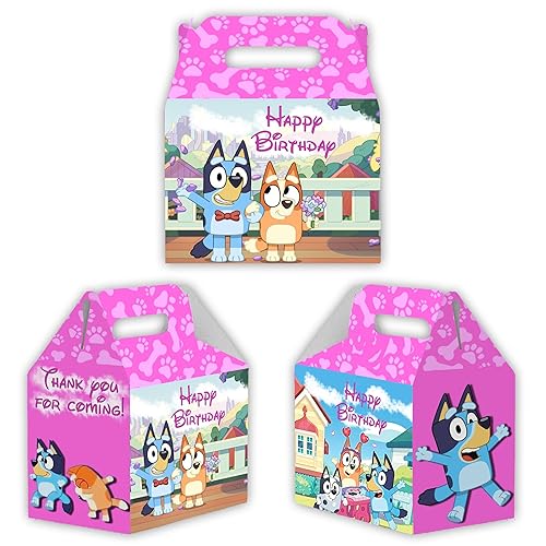 Blue Dog Gable Candy box - 12pack - Size 4.4 x4.5 x3in (Happy Birthday, Pink)