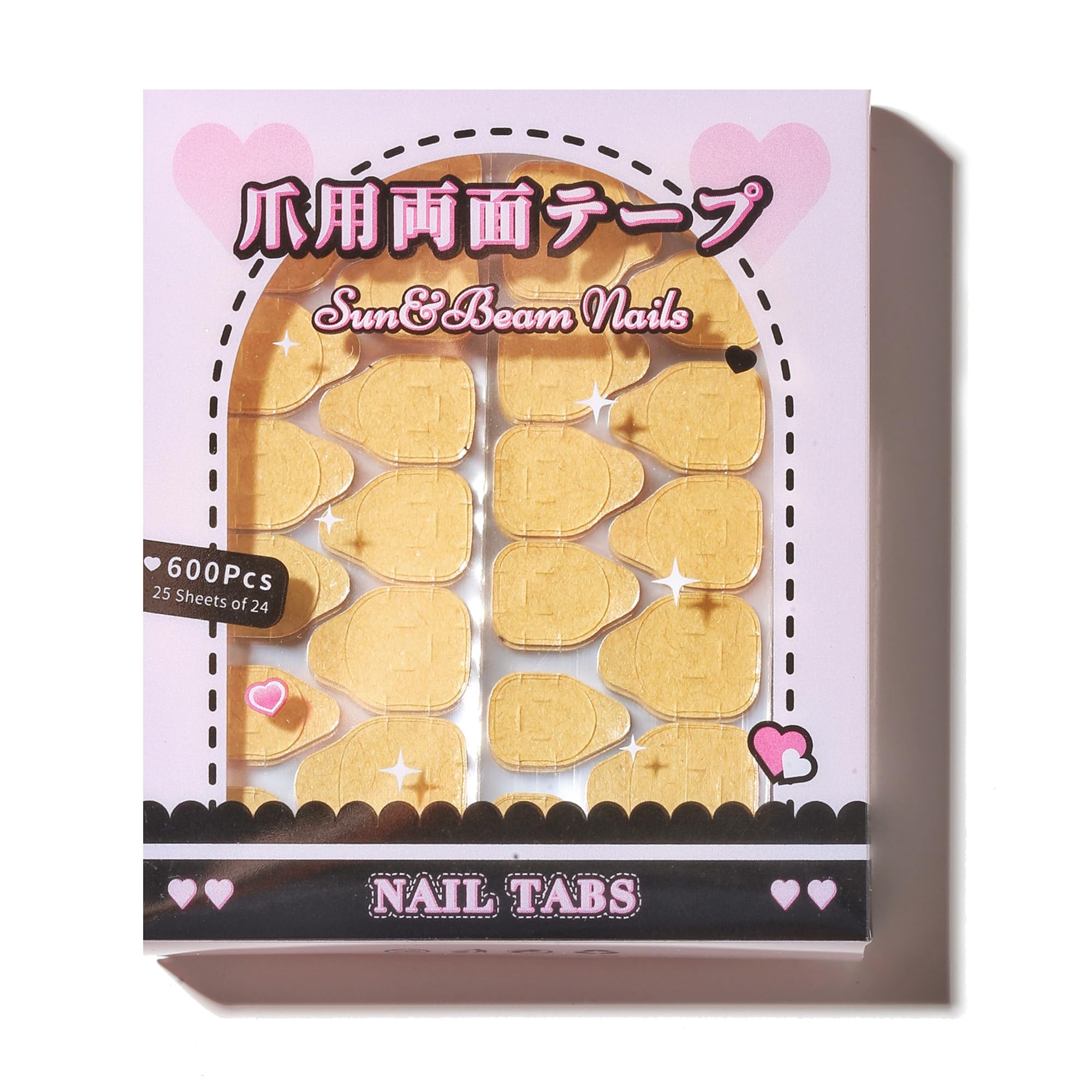 Sun&Beam Nails Żelowe naklejki na paznokcie - ultra cienkie, mocne i wodoodporne mocowanie 600 sztuk (standardowy rozmiar)