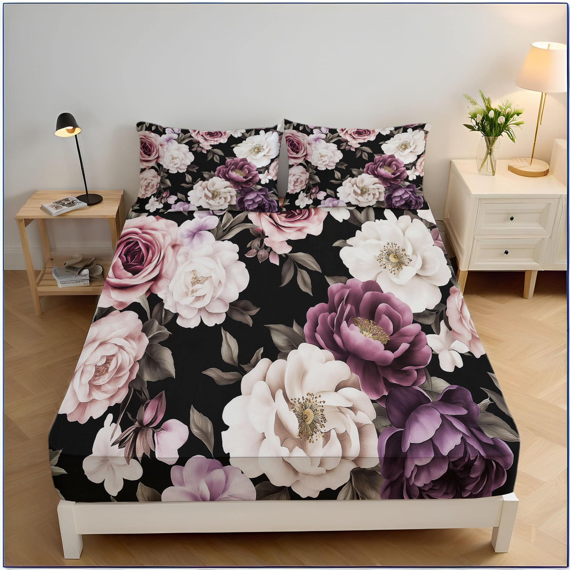 Drap-housse 120x190cm esthétique médiévale avec 2 taies