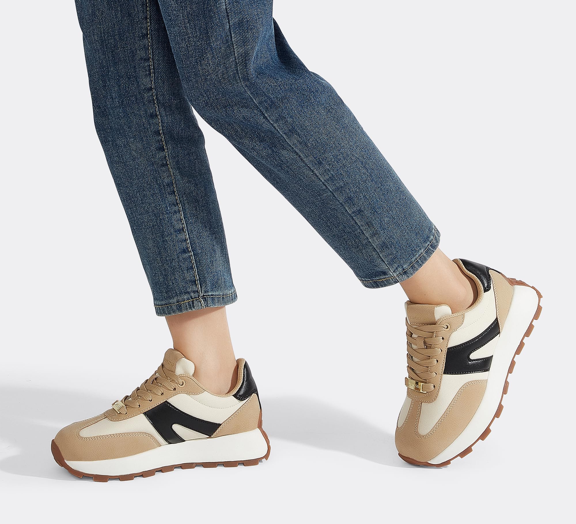 LUCKY STEP Zapatillas de Plataforma para Mujer – Clásicas y Retro, Zapatos de Moda con Cordones para Correr, Tenis y Uso Diario