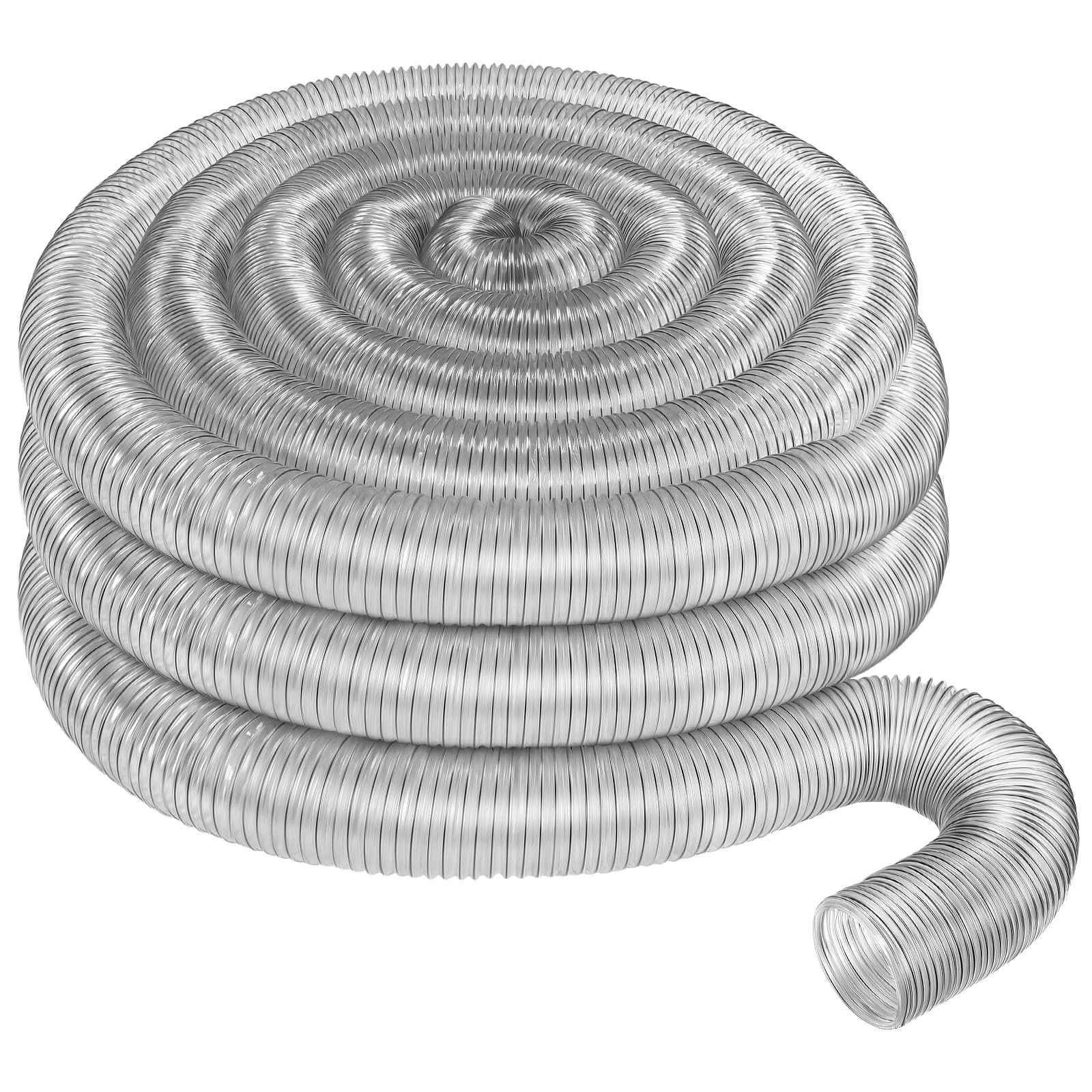 Therwen 4 x 15' Flexible PVC Dust Collection Hose, Heavy Duty Dust Debris, Fume Collection Puncture Resistant Clear Vacuum Hose