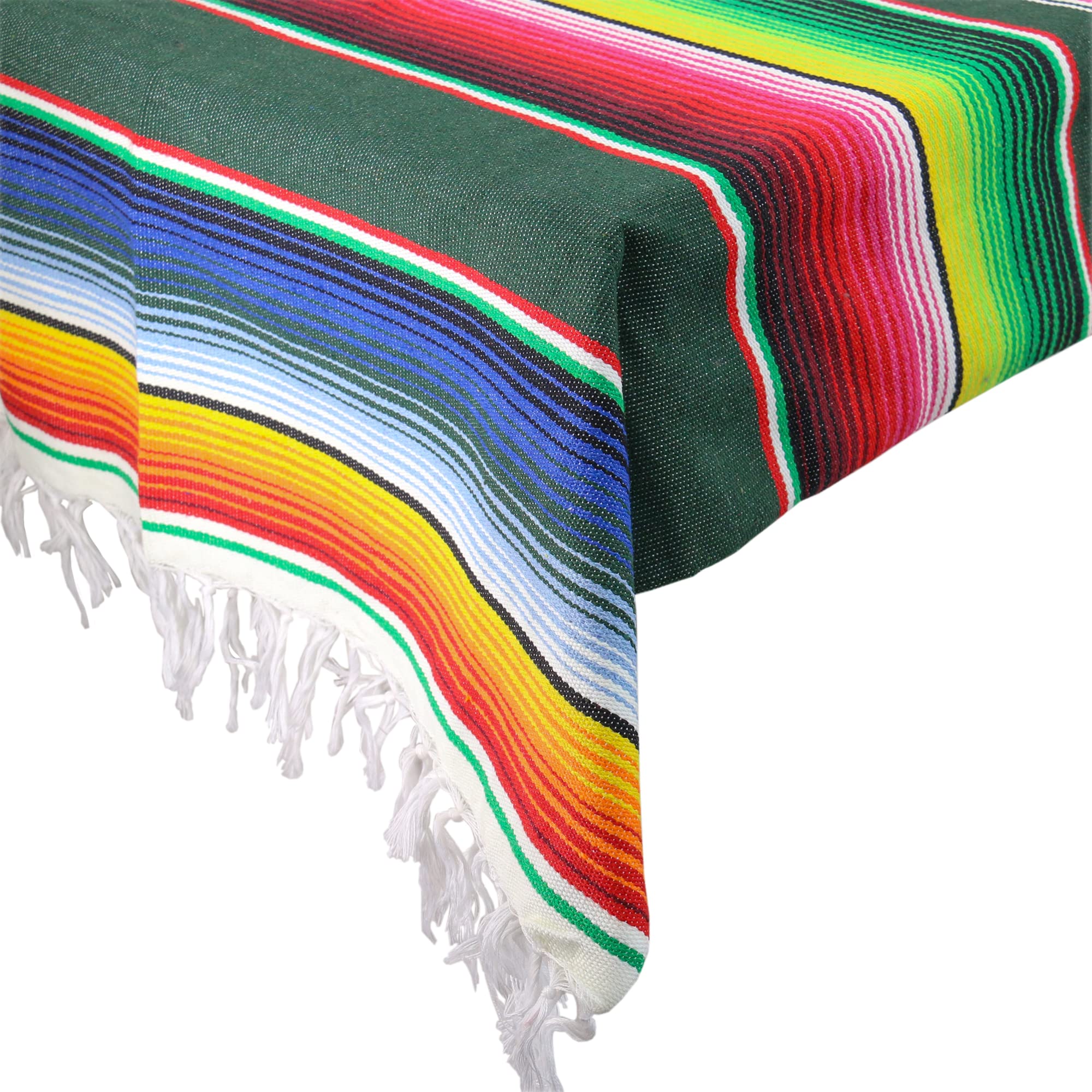 Time To Sparkle Grass Green 58X84 Inch Mexican Tablecloth Serape Blanket(Grass Green)