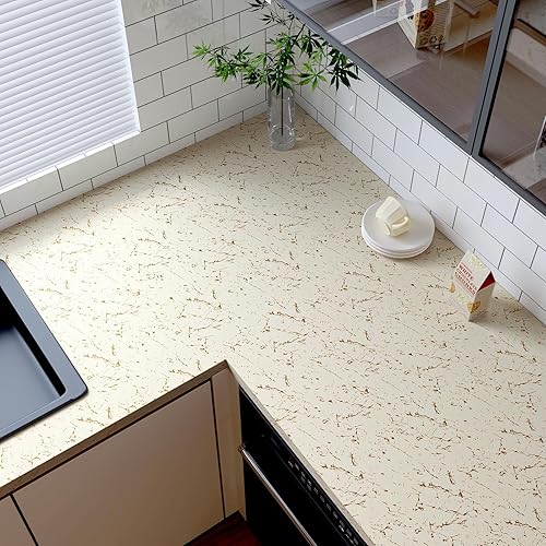 Miniatura 2 de VaryPaper Papel de contacto para encimera de mármol blanco mate y dorado, de 15.7 x 78.7 pulgadas, impermeable, para despegar y pegar, para cocina,