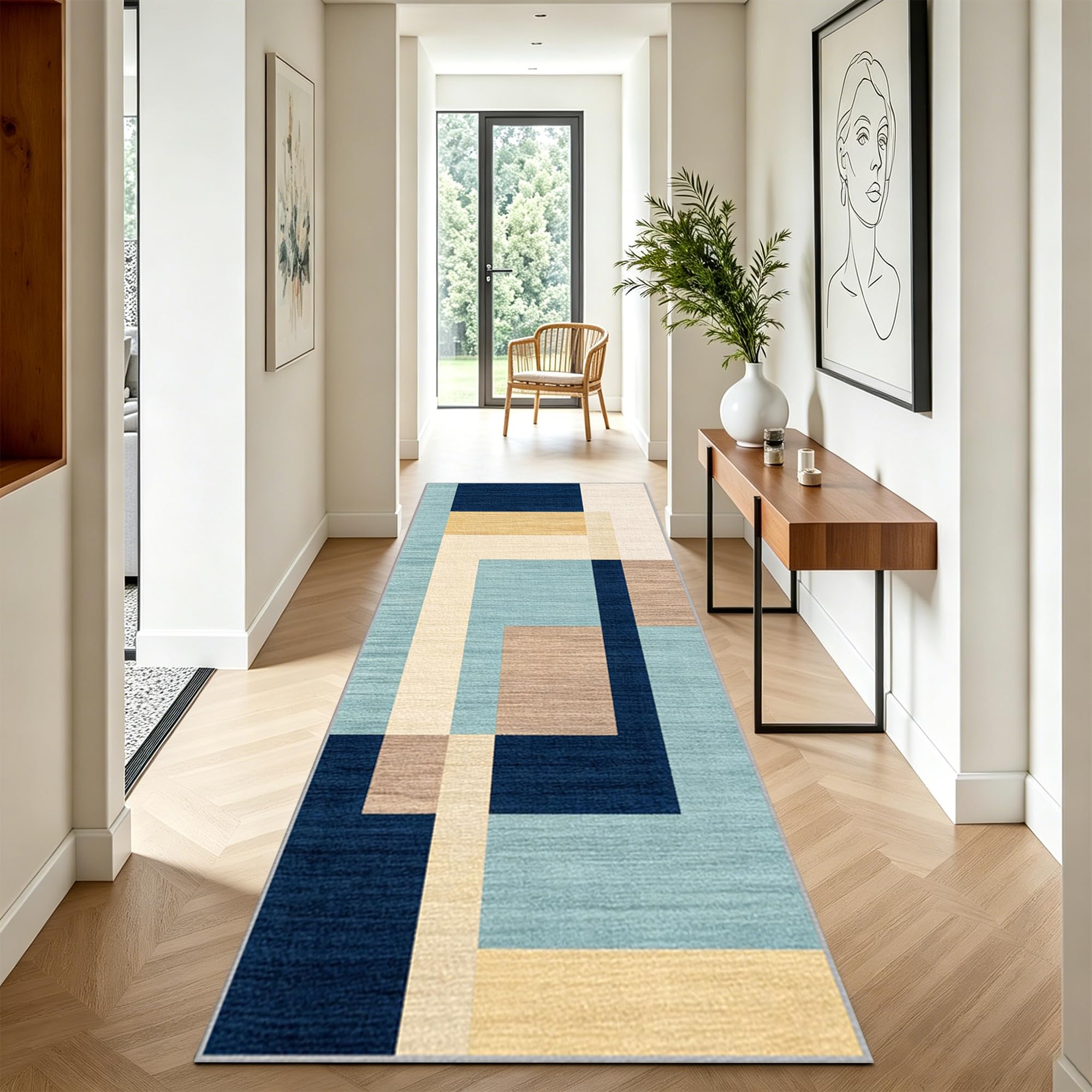 Dywan do korytarza antypoślizgowy długi dywan kuchnia 100 x 350 cm zmywalny dywan duży nowoczesny dywan na metry do wnętrz pokój sypialnia łatwa w pielęgnacji