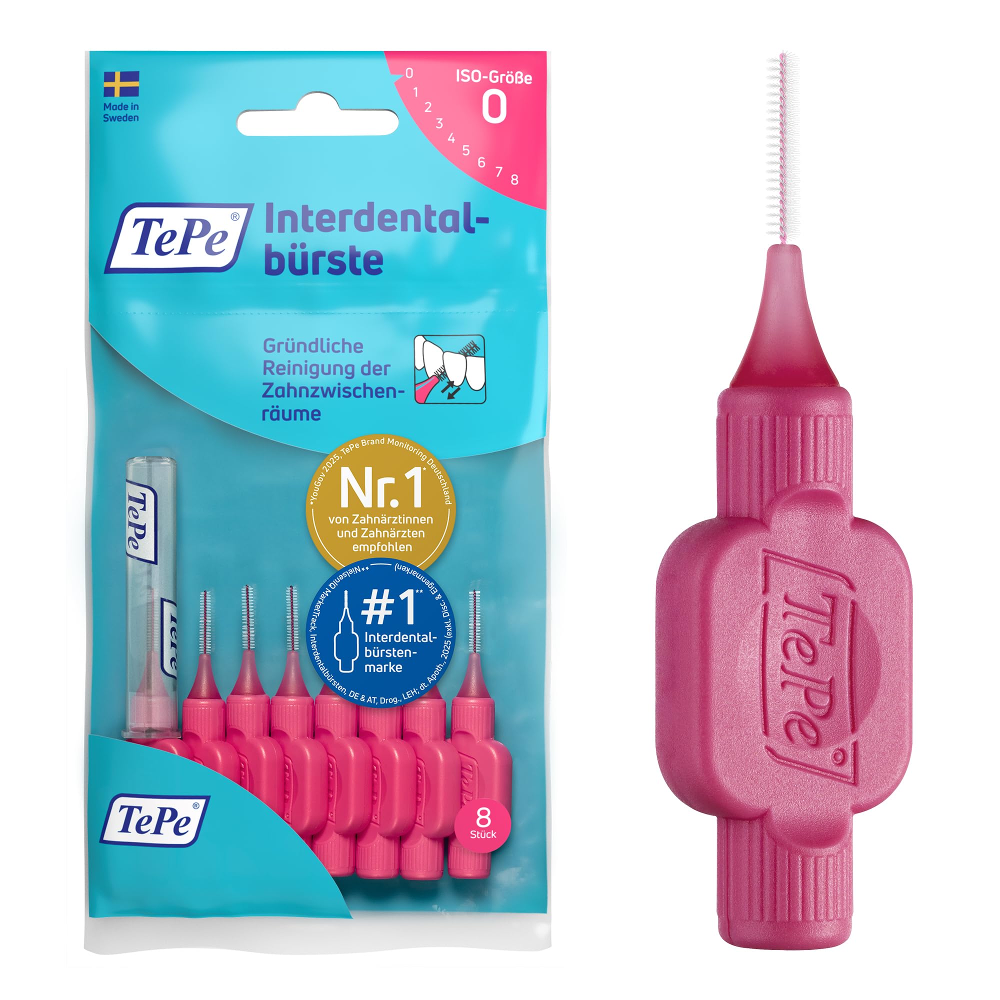 TePe Pink 0.4mm Interdental Brush - Pack of 8 Brushes