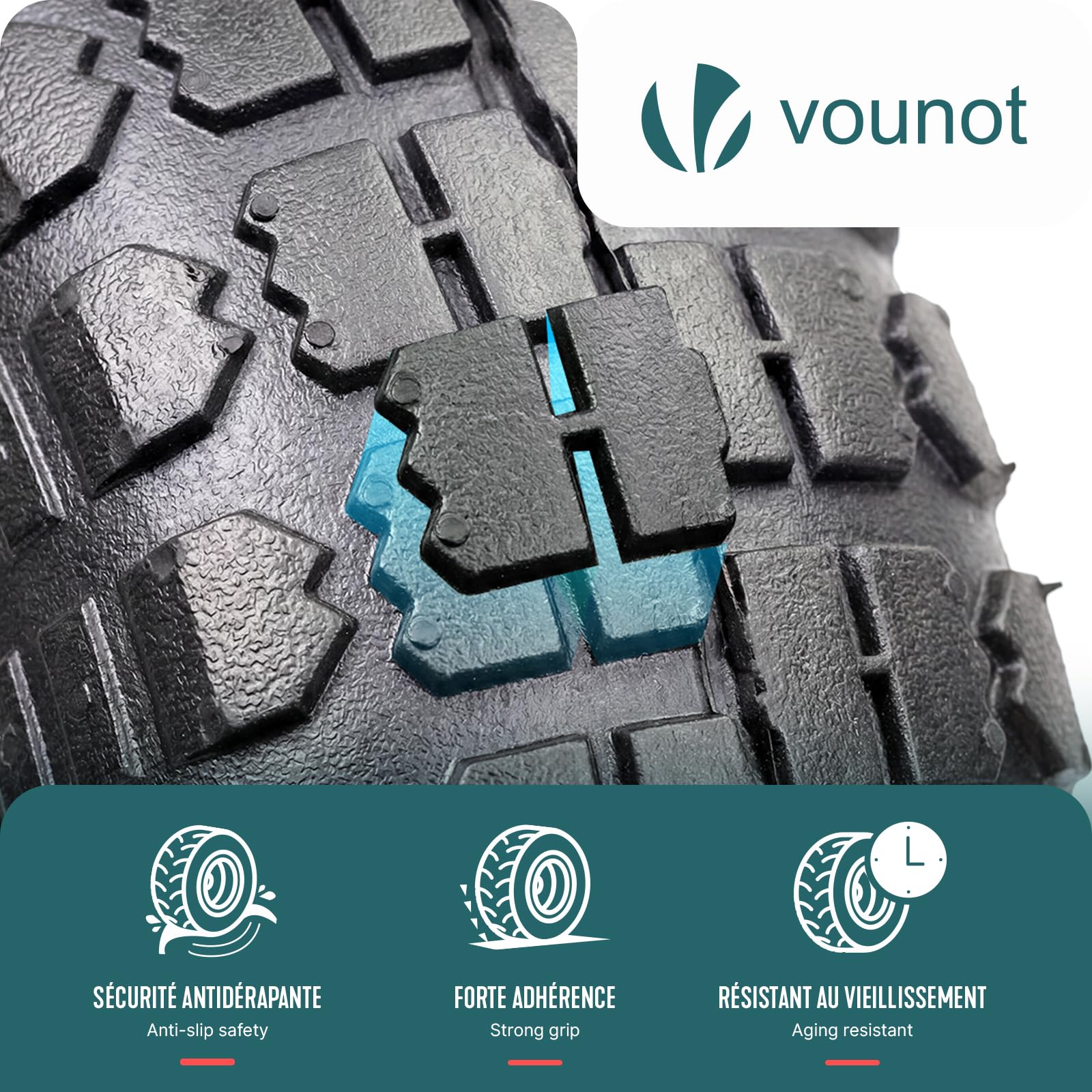 VOUNOT® Set da 4 Ruote Pneumatica 3.5-4 con Camera d'Aria, Ruota Carriola 260x85mm Foro 16 mm con Cuscinetti a Sfere, Ricambio per Carrello, Carretto e Rimorchio da Giardino
