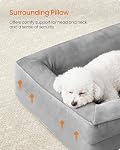 Feandrea Orthopaedic Dog Sofa Bed, M Dog Bed with Raised Sides, Egg Crate Foam, Removable and Washable Cover, Non-Slip Bottom, Water-Resistant Lining, Dove Gray, 76 x 51 x 16 cm UPGW321GD01