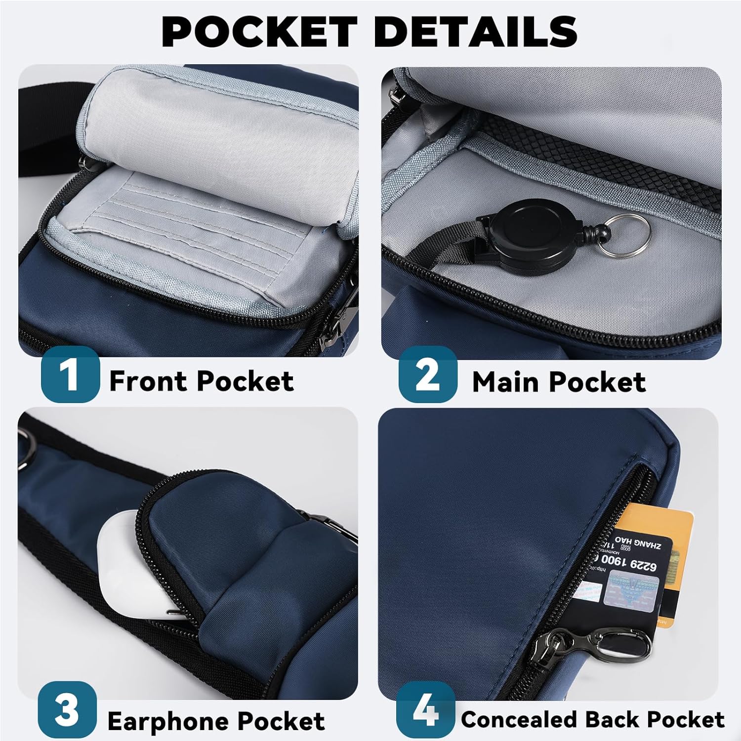 Sling Bag, Crossbody Bag with Zipper Lock, RFID & Water Resistant for Women and Men Small Chest Bag for Travel Casual - Image 6