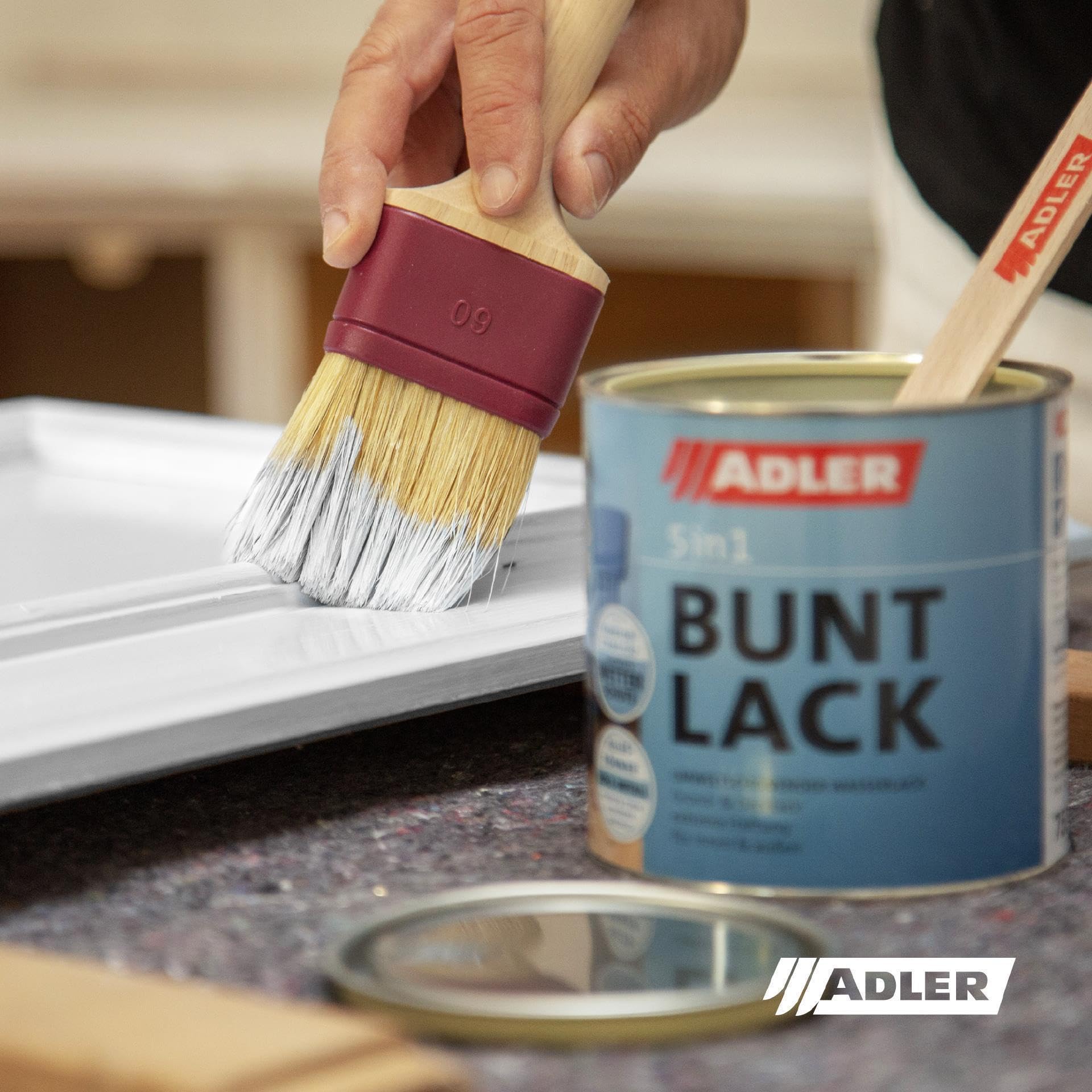 ADLER 5in1-Buntlack Matt RAL7016 Anthrazitgrau, wasserbasierter Lack für Holz, Metall und Kunststoff 125 ml