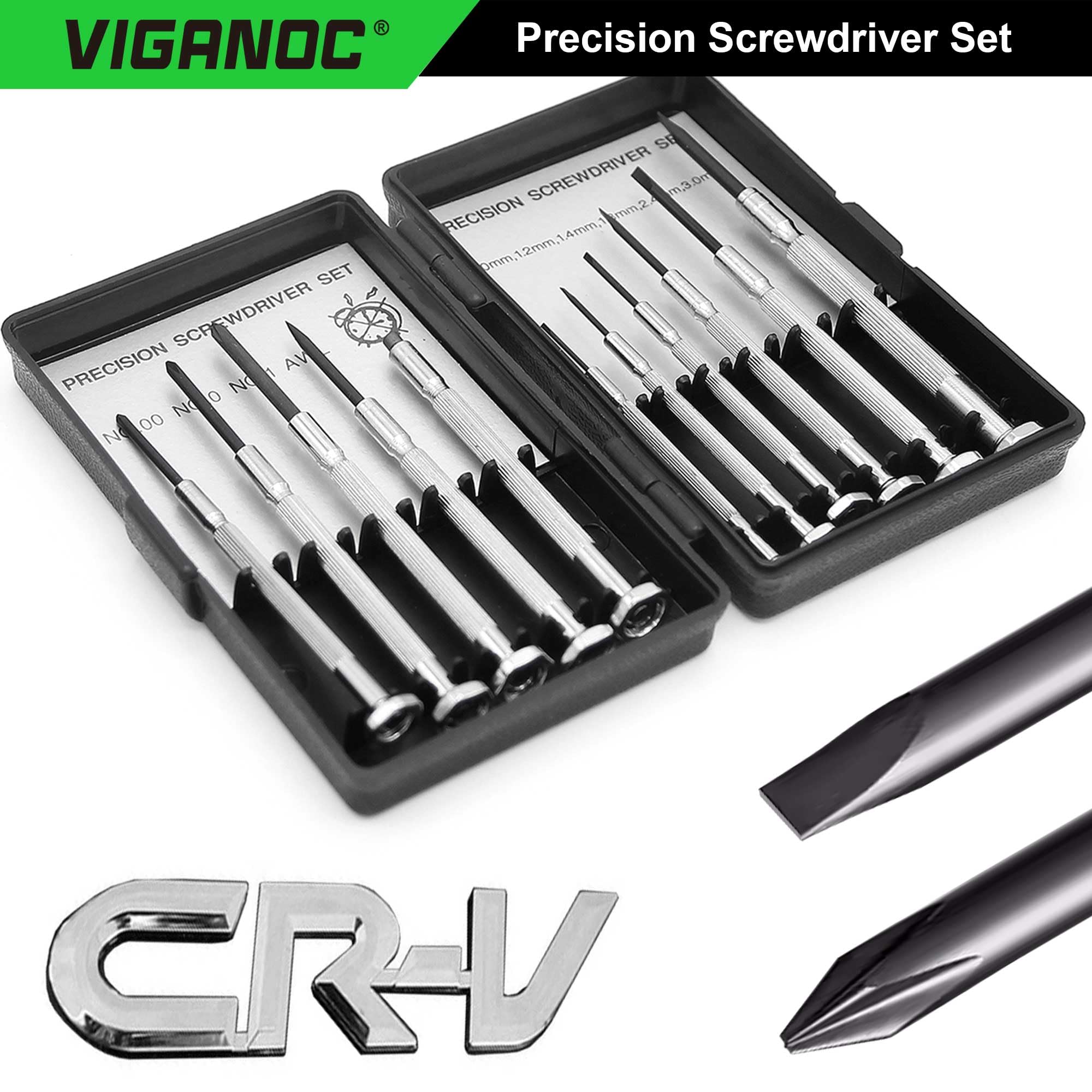 Viganoc 11 Pieces Precision Screwdriver Set, Mini Flathead and Phillips, for Watches Laptop, Phone, Toy Repair - Image 2