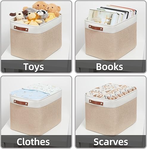 Vista 98 de HNZIGE - Canastas pequeñas de tela para organización (paquete de 6) canastas plegables de almacenamiento para estantes, armarios, lavandería, Asas