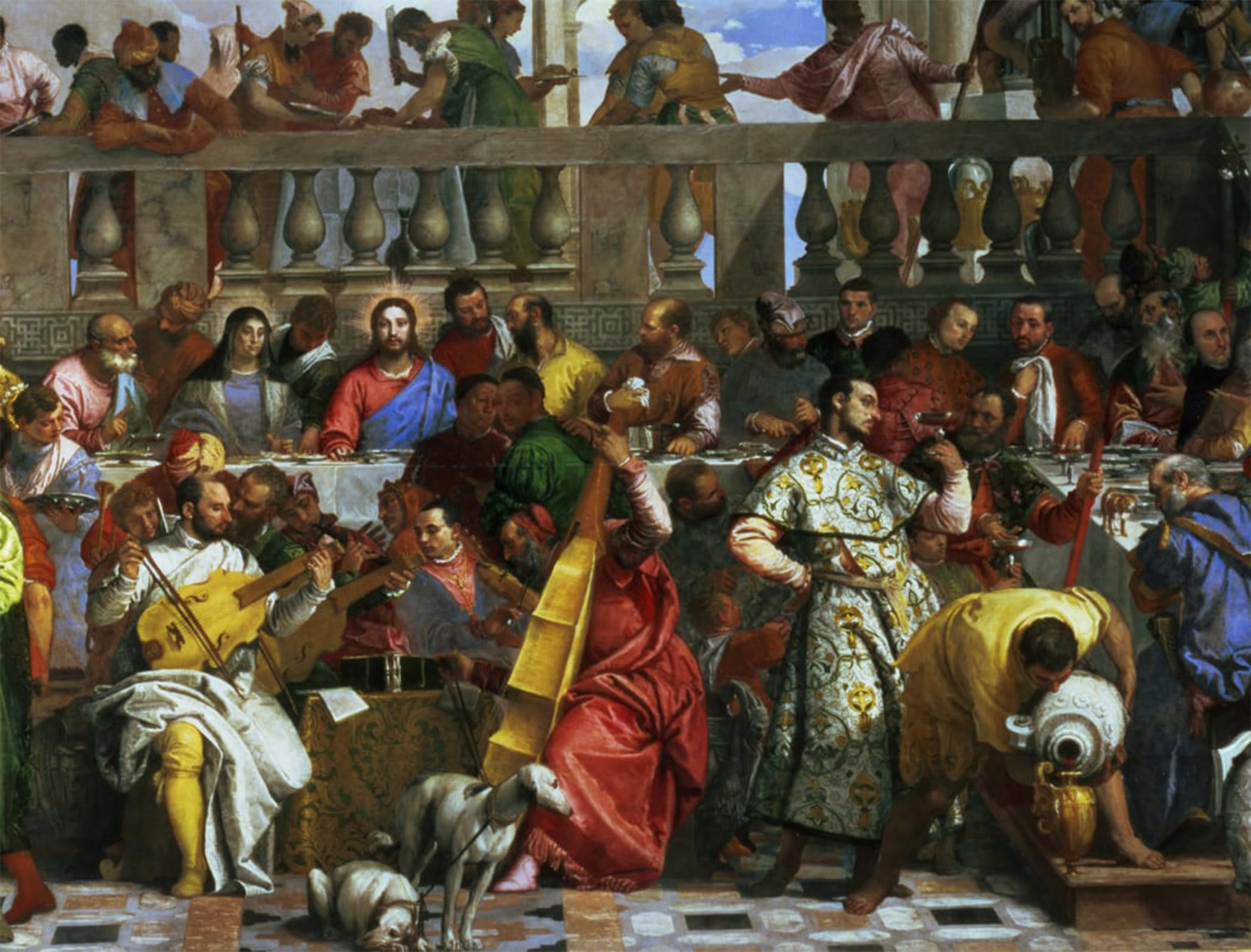 Artxlxxbn No Frame Famous Prints Artwork Pictures Poster Painting Art The Marriage Feast At Cana Detail Of Musicians And Dogs By Paolo Veronese Artwork Landscape Pictures For Home Decor 60X90cm