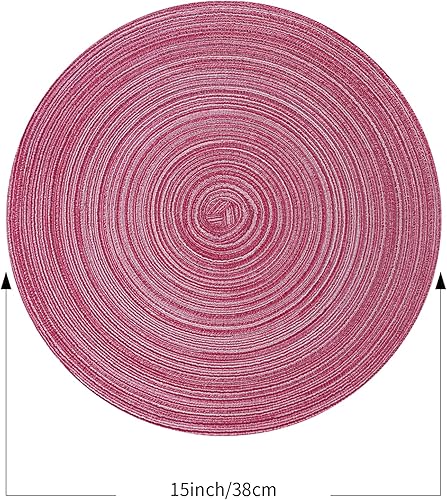 Miniatura 2 de Smaafit Juego de 4 manteles individuales redondos trenzados para mesa de cocina, tejido resistente al calor, lavable, antideslizante, 15 pulgadas