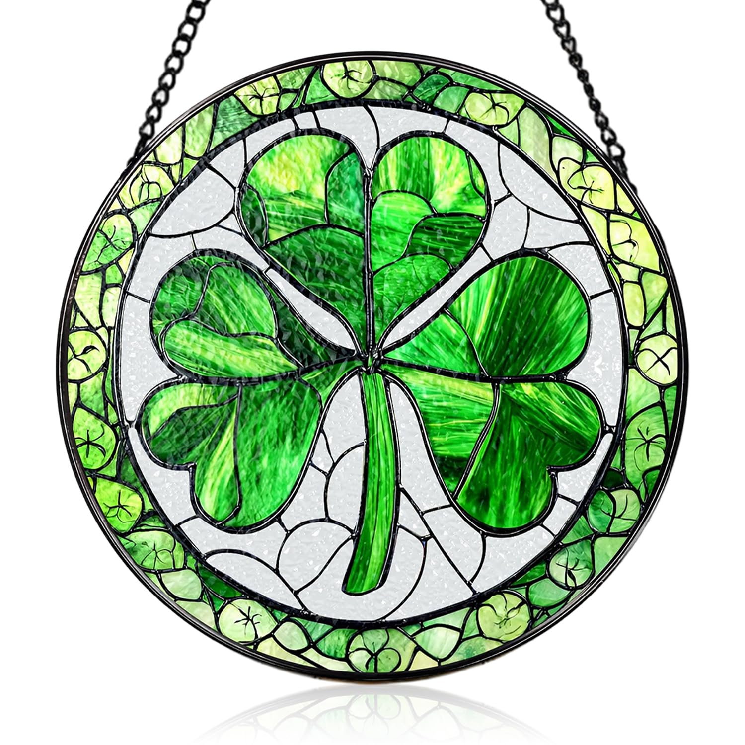 Stained Glass Window Hanging, Clover Sun Catchers Garden Wall Decor
